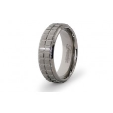 7 mm Titanium Double Brick Design Wedding Band 